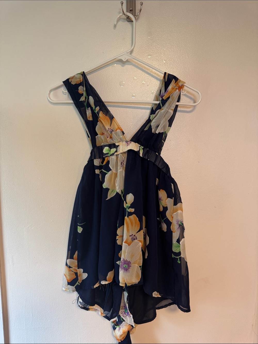 Choies Navy Floral Backless Summer Romper